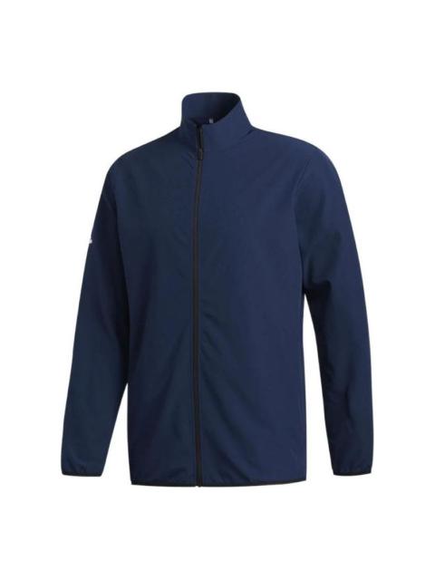 Men's adidas Golf Core Solid Color Zipper Sports Stand Collar Windproof Jacket Blue GD0834