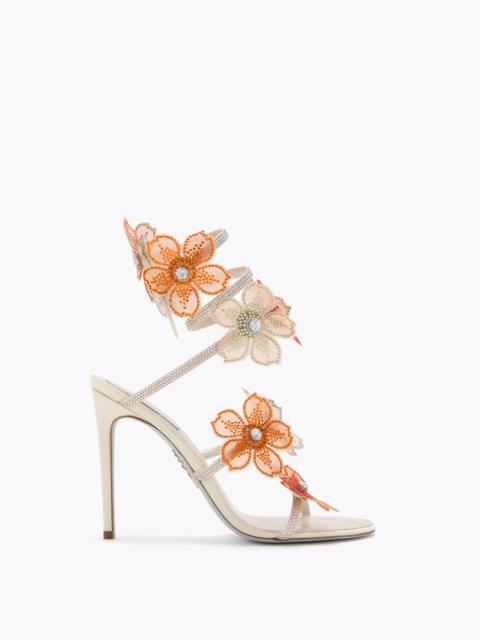 RENE CAOVILLA PEACH FLOWER IVORY AND ORANGE SANDAL 105