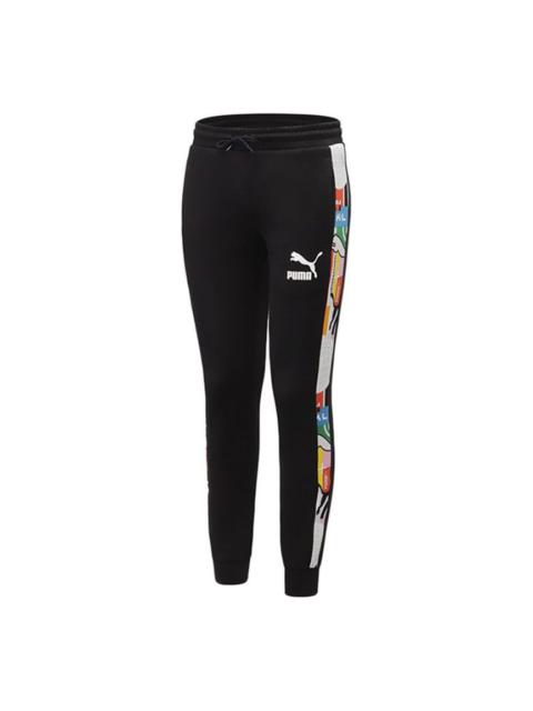 PUMA Printing Drawstring Casual Long Pants Black 531291-01