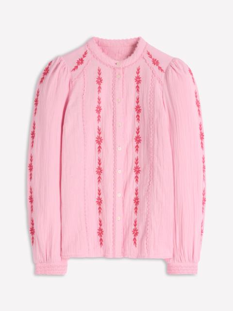 BODEN Rhea Trim Doublecloth Top-Formica Pink Embroidery