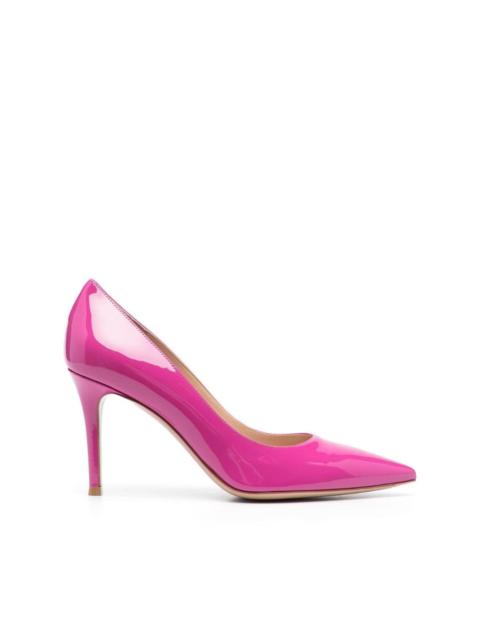 85mm patent heeled pumps