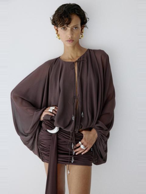 De La Vali VIDA MINI SKIRT IN UMBER BROWN