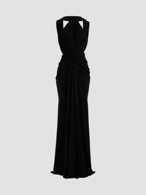 ELIE SAAB Women's Halter Jersey Draped Maxi Dress - Black