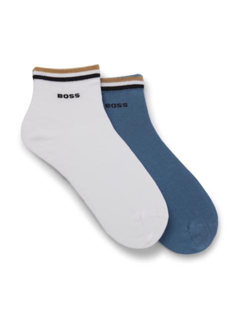 BOSS TWO-PACK OF SHORT SOCKS WITH SIGNATURE-STRIPE CUFFS