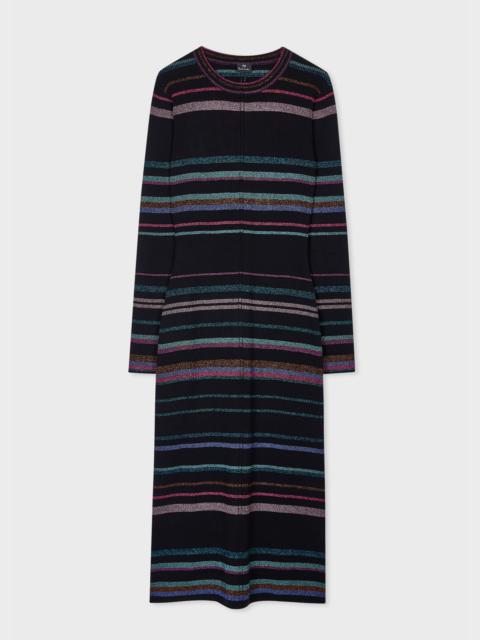 Paul Smith Women's Black 'Midnight Swirl' Glitter Stripe Knitted Dress