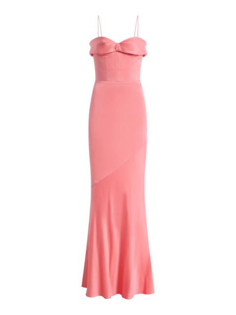 ALEX PERRY Draped Satin-Crepe Gown pink