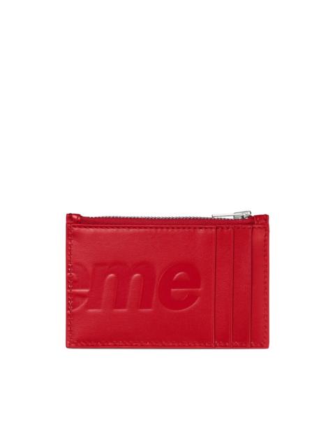 Supreme embossed-logo leather card holder