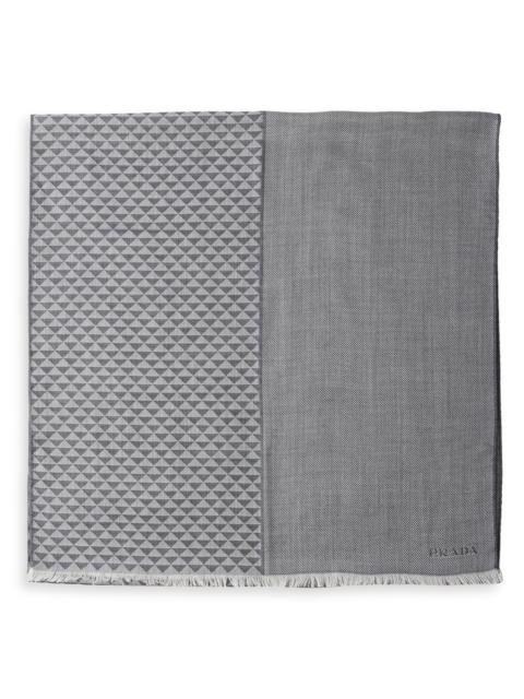 Prada Men's Cashmere, Wool and Silk Scarf - Blue