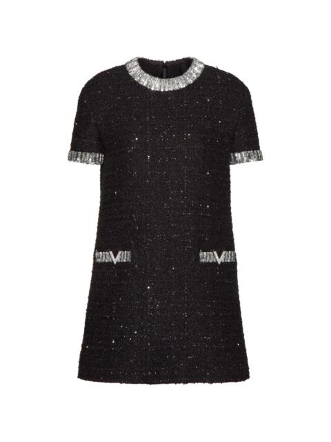 embroidered tweed minidress