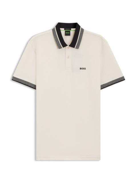 COTTON-PIQUÉ POLO SHIRT WITH STRIPED COLLAR