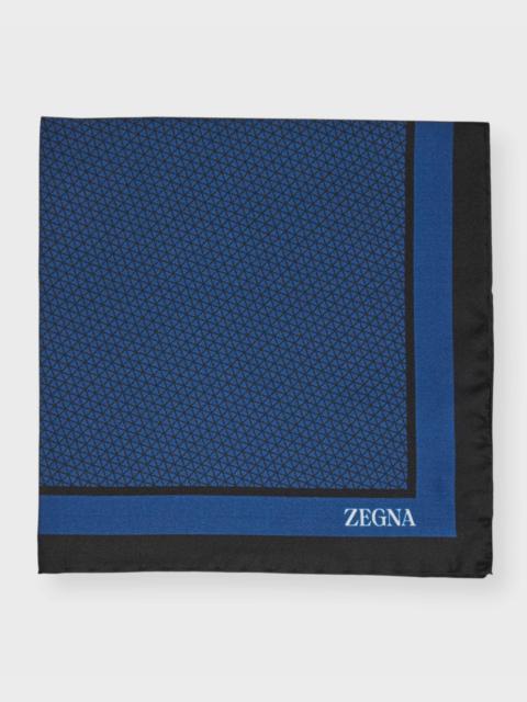 ZEGNA Men's Mulberry Silk Geometric-Print Pocket Square