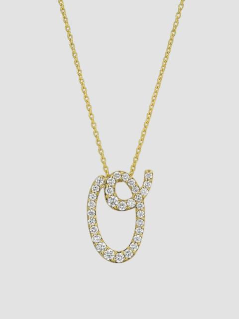 ROBERTO COIN Women's Tiny Treasures Script Initial 18K Yellow Gold, Ruby & 0.24-0.34 TCW Diamond Pendant Necklace