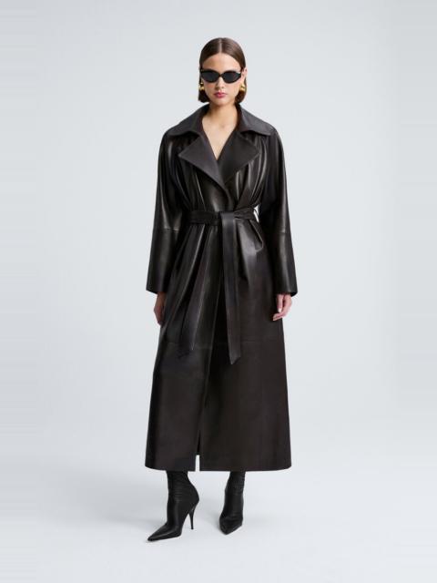 NOUR HAMMOUR Althea Lambskin Leather Trench brown