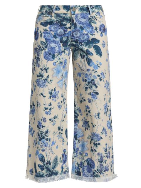KOBI HALPERIN Women's Anne Floral-Print Twill Crop Pants - Ecru Multi