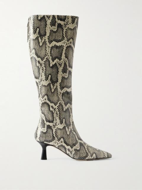 Aeyde Klea Snake-effect Leather Knee Boots