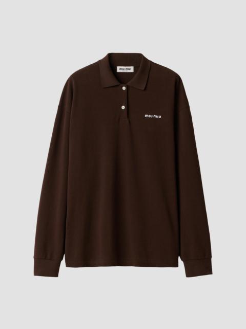 Miu Miu Women's Cotton Piqué Polo Shirt - Brown