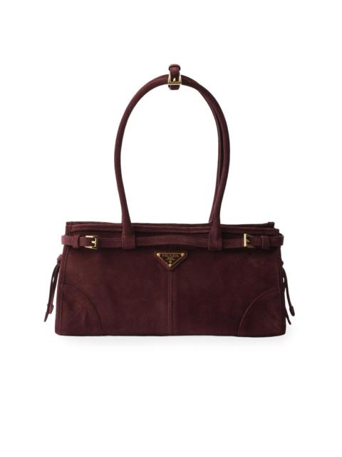 Prada Women's Bonnie Medium Suede Top Handle Bag - Dark Red