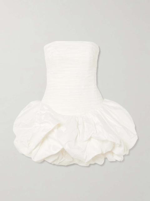 Aje. Violette strapless ruched cotton mini dress Ivory