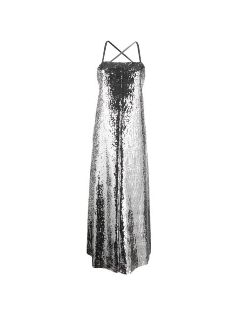 metallic-effect sequinned maxi dress