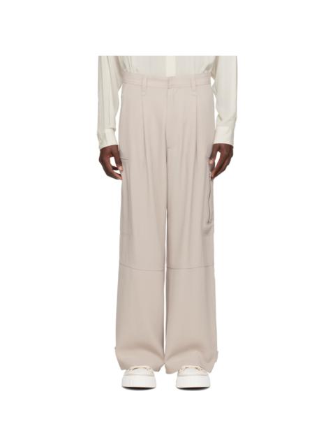 AMI Paris Beige Pleated Cargo Pants