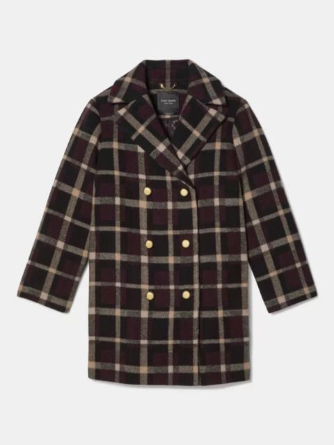 kate spade Plaid Double Breasted Coat