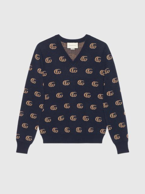 GUCCI Double G jacquard wool V-neck sweater