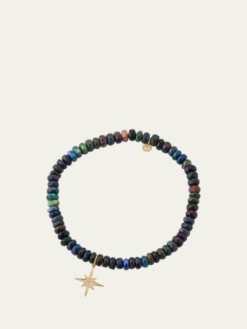 SYDNEY EVAN 14K Gold & Diamond Pave Starburst Charm on Ethiopian Opal Bracelet