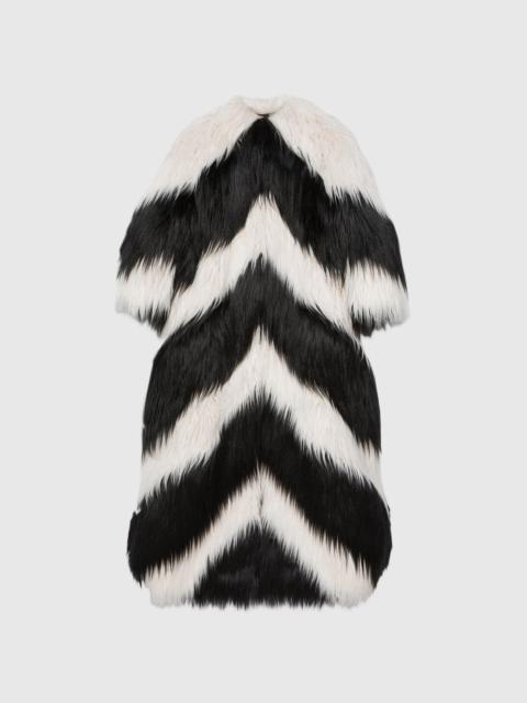 GUCCI Geometric intarsia faux fur coat