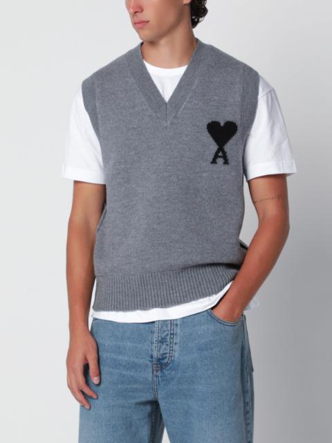 AMI Paris Grey Ami de Coeur vest in wool