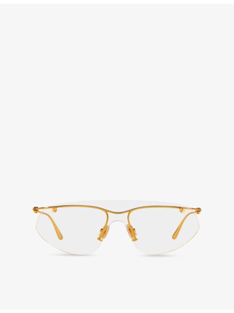 Bottega Veneta BV1272S Rectangle-Frame Metal Glasses