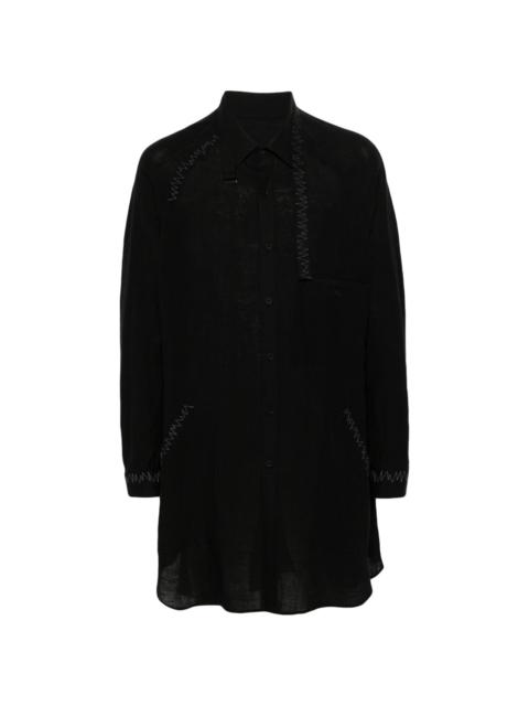 Yohji Yamamoto zigzag-embroidery linen shirt