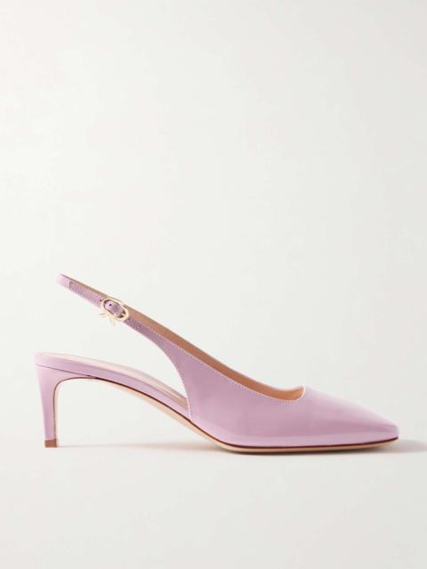 Nuit 55 glossed-leather slingback pumps