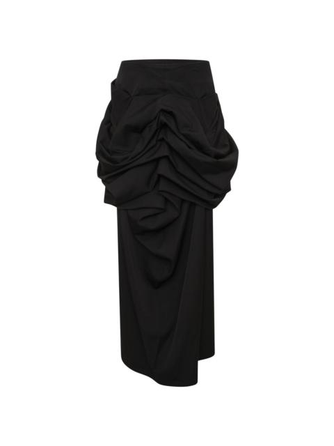 Yohji Yamamoto Wool Gabardine Draped Skirt in Black