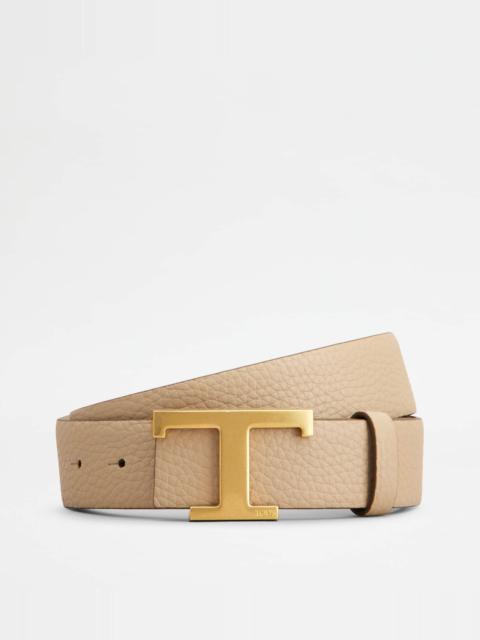 Tod's T TIMELESS REVERSIBLE BELT IN LEATHER - BEIGE