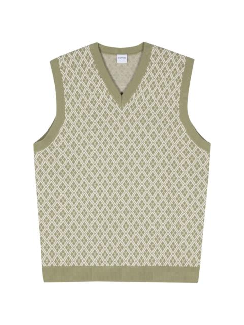 patterned-intarsia cotton vest