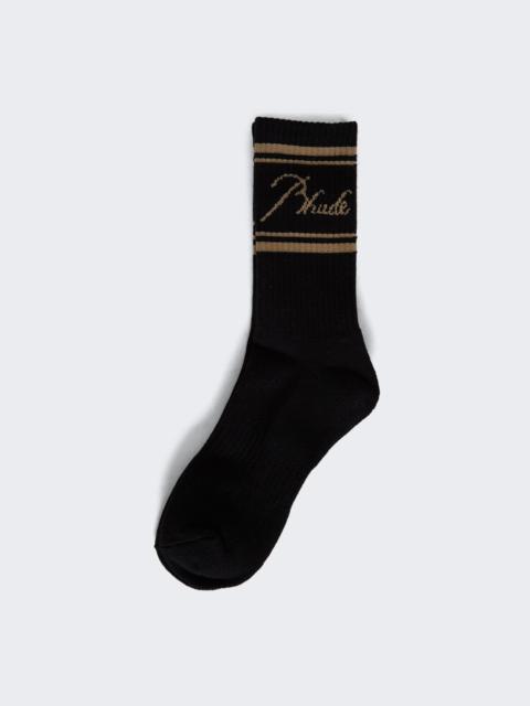 Rhude Script Logo Sock Black