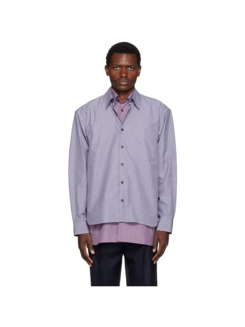 Dries Van Noten Blue Double-Layer Cotton Shirt