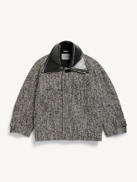 BALENCIAGA Men's Short Large Cocoon Coat in Black/white