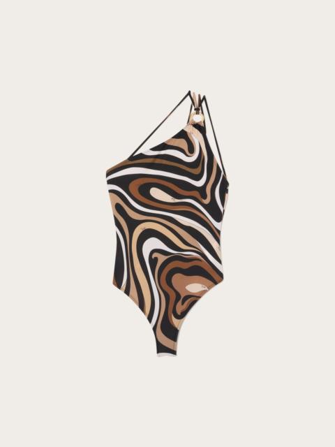 PUCCI MARMO PRINT ONE-SHOULDER SWIMSUIT