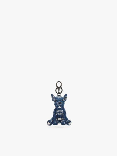 MCM M Pup Charm in Vintage Denim Jacquard