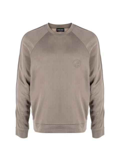 GIORGIO ARMANI logo-embroidered round-neck jumper