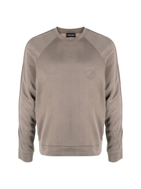 GIORGIO ARMANI logo-embroidered round-neck jumper