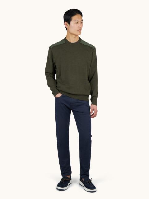Paul & Shark SOFT COOL TOUCH WOOL CREWNECK SWEATER WITH TYPHOON® DETAILS