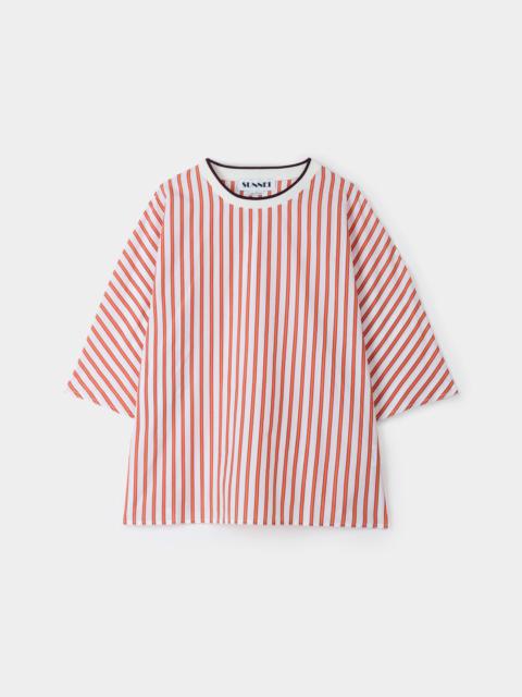 SUNNEI KIMONO T-SHIRT / cream & red stripes