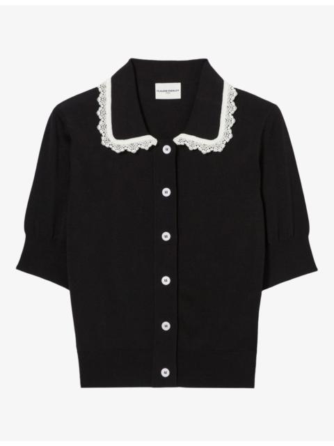 Claudie Pierlot Collared Short-Sleeve Knitted Cardigan