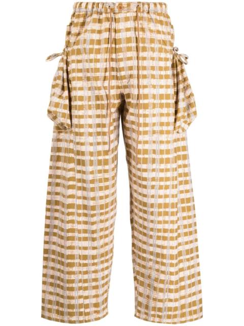 Story mfg. check-print wide-leg trousers