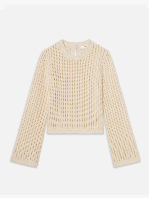 FRAME The Crochet Bell Sweater in Alabaster