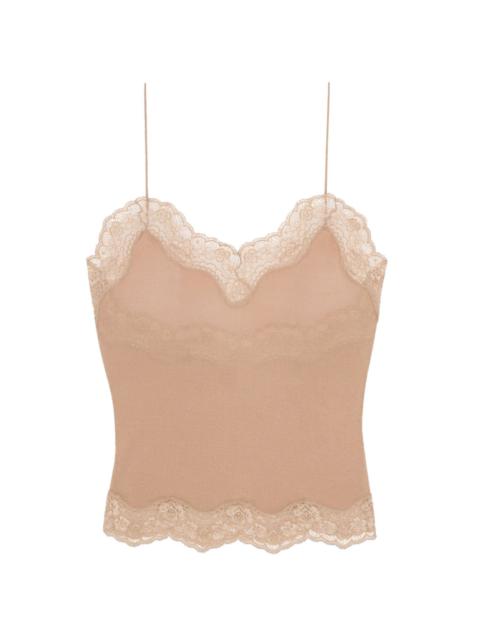 Tシャツ・カットソー SAINT LAURENT SATIN AND LACE LINGERIE TOP SAINT LAURENT lace-trim top | REVERSIBLE