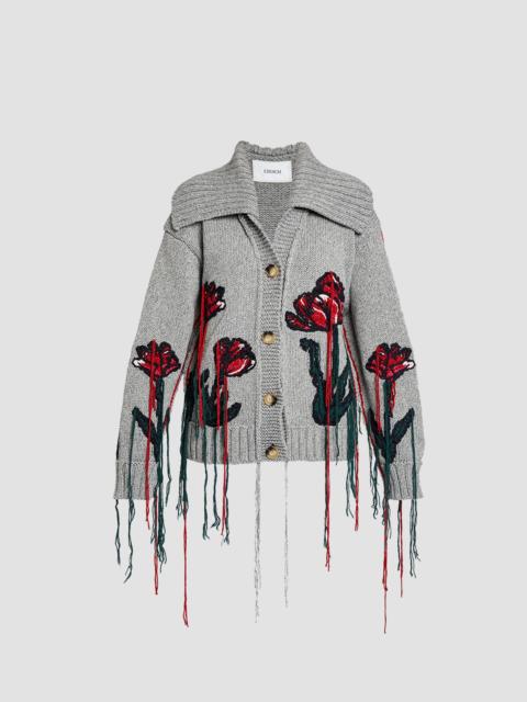 Erdem FLORAL EMBROIDERED KNIT CARDIGAN