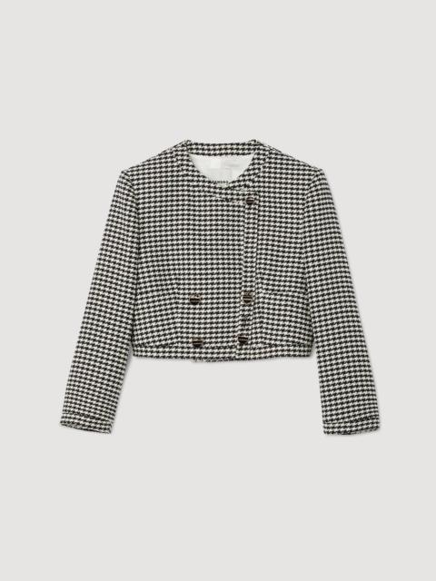 Sandro Cropped houndstooth jacket